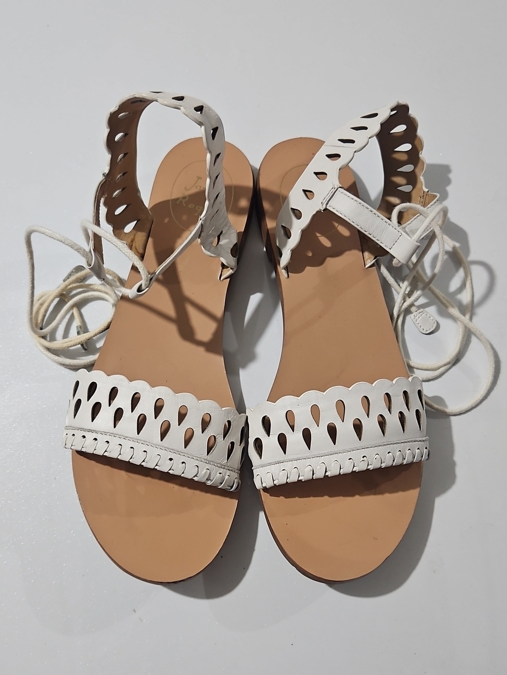 Jack Rogers Ruby Leather Women's White Cutout Lace-Up Sz Sandals Sz 8